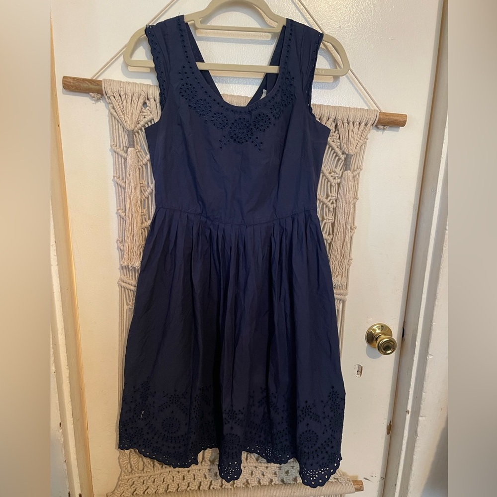 Boden Blue Navy Eyelet Broderie Annabel Dress Size US 6R
